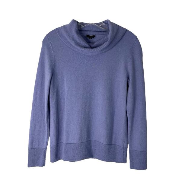 Talbots purple periwinkle cowl neck pullover merino wool preppy sweater small - Picture 1 of 5